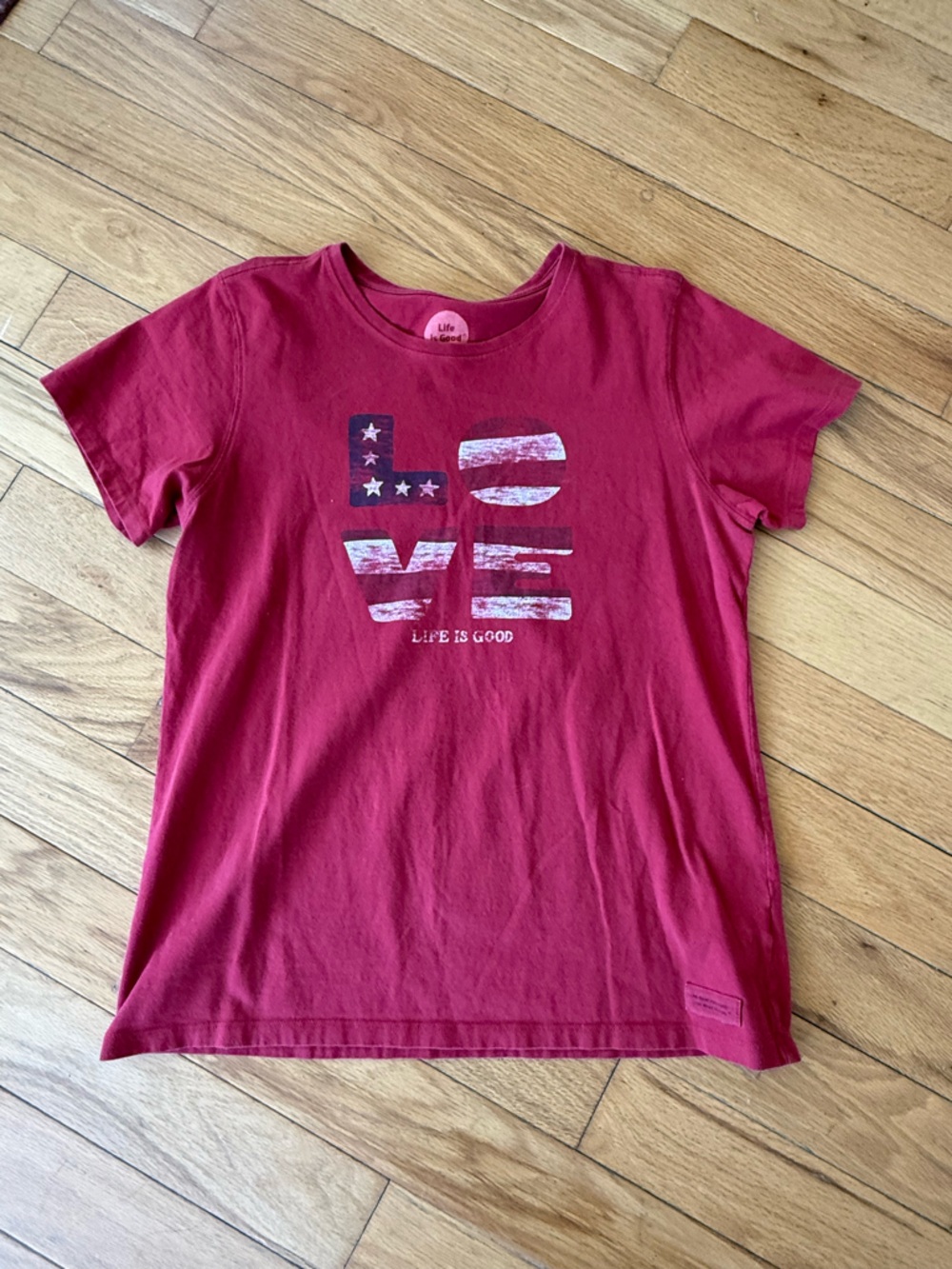 Life Is Good Red Women's Short Sleeve 'LOVE' Graphic Tee